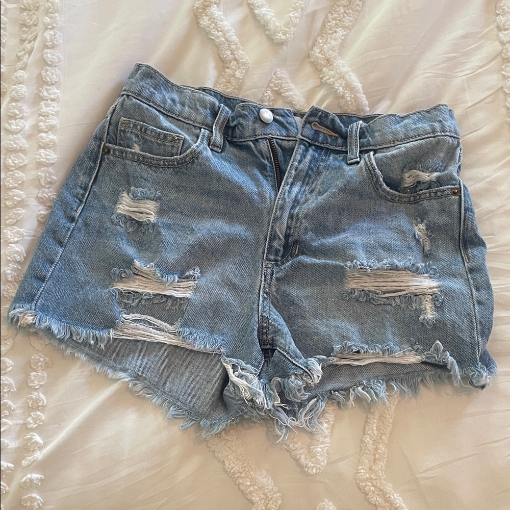 Altar'd State Light Blue Distressed Jean Shorts